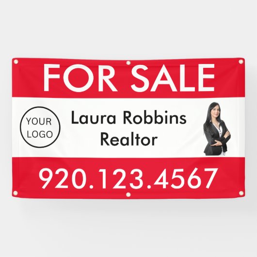 Te Koop Aangepaste Onroerend goed Logo Marketing Spandoek (Horizontaal)
