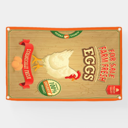 Te koop Boerderij Verse Biologische Eieren Spandoek (Horizontaal)
