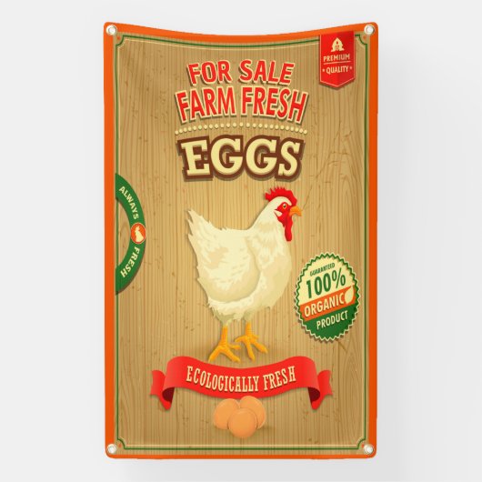 Te koop Boerderij Verse Biologische Eieren Spandoek (Verticaal)