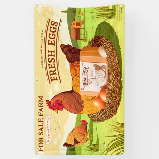 Te Koop Boerderij Verse Eieren Kippen Boerderij Spandoek (Verticaal)