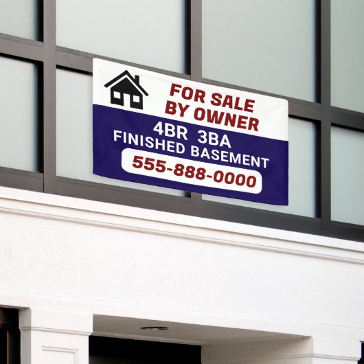 "Te koop door Eigenaar" aangepaste banner (Buitenkant Gebouw)