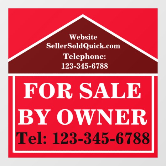 TE KOOP DOOR EIGENAAR BOLD Custom Modern Onroerend Raamsticker (Vel)