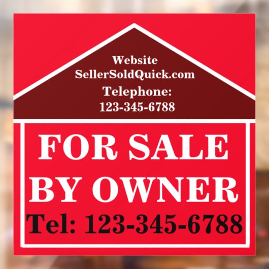 TE KOOP DOOR EIGENAAR BOLD Custom Modern Onroerend Raamsticker (Vel 2)