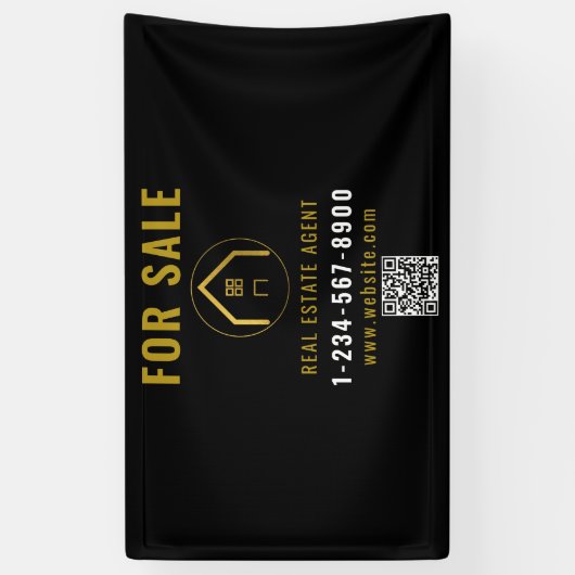 Te koop Makelaar Open Huis Logo Spandoek (Verticaal)