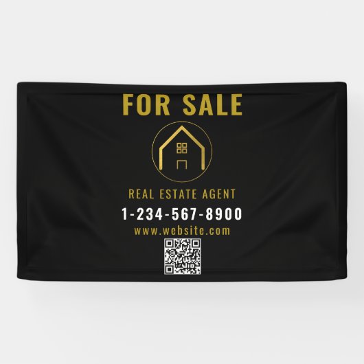 Te koop Makelaar Open Huis Logo Spandoek (Horizontaal)