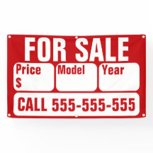 TE KOOP teken voor Auto, Boot, Vrachtwagen, Huis
