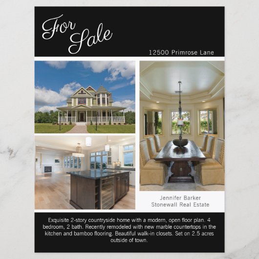 Te koop Vastgoedaanbieding 2-zijdig papieren blad (Voorkant)