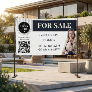 Te Koop Vastgoedmakelaar QR-code Fotobanner Spandoek