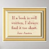Te kort - Jane Austen citaat - kunstdruk Poster (Voorkant)