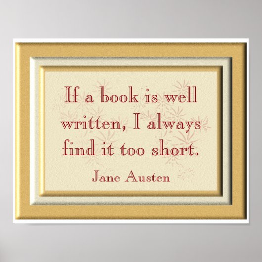 Te kort - Jane Austen citaat - kunstdruk Poster (Voorkant)