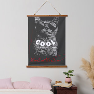 Te Koud Om Je Zorgen Te Maken Kat Typografie Hangend Wandkleed