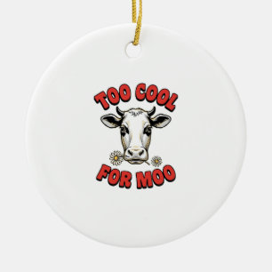 Te Koud Voor Moo Grappige Koe Vintage Shirt Ontwer Keramisch Ornament