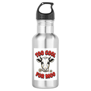 Te Koud Voor Moo Grappige Koe Vintage Shirt Ontwer Waterfles