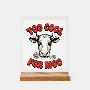 Te Koud Voor Moo Grappige Koe Vintage T-shirt Ontw Acryl Bord
