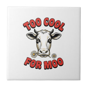 Te Koud Voor Moo Grappige Koe Vintage T-shirt Ontw Tegeltje
