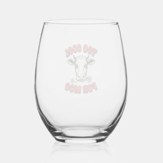 Te Koud Voor Moo Grappige Koe Vintage T-shirt Ontw Wijnglas Zonder Voet
