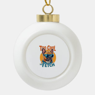 Te Koud Voor Ophalen Franse Bulldog Vintage Zonneb Keramische Bal Ornament