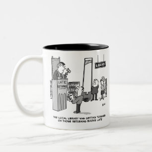 Te laat bibliotheekboek. Prioriteit voor vertraagd Tweekleurige Koffiemok