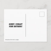 Te laat briefkaart voor verjaardag (Achterkant)