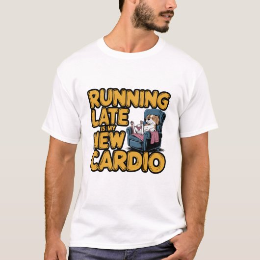 Te Laat Grappige Cardio T-shirt (Voorkant)