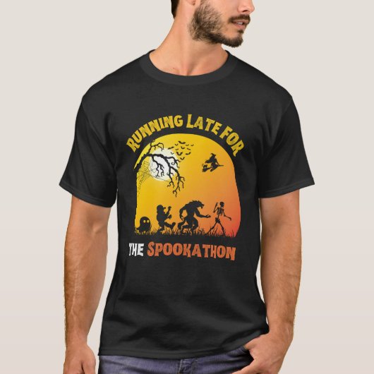 Te laat voor Spookathon Halloween Race T-shirt (Voorkant)