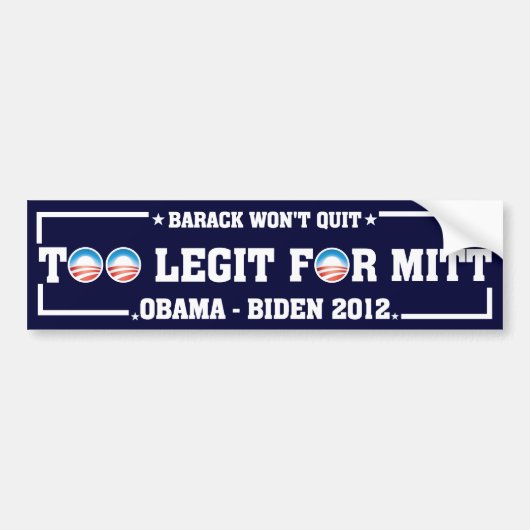 Te legitiem voor Mitt Bumpersticker (Voorkant)