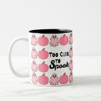 Te leuk om roze Halloween te laten schrikken Tweekleurige Koffiemok