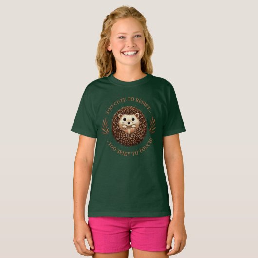 Te leuk om te weerstaan... – Grappige egel T-shirt (Voorkant volledig)