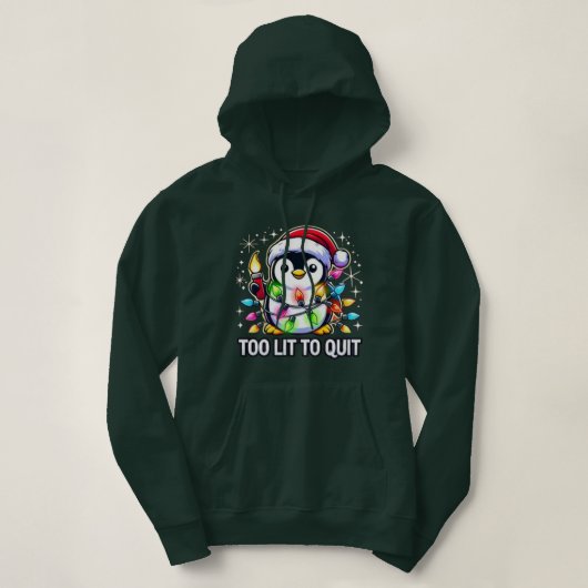 Te licht om te stoppen met de kerstpinguïn hoodie (Design voorkant)