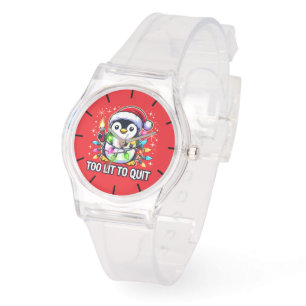 Te licht om te stoppen met de kerstpinguïn horloge