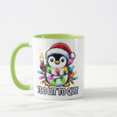 Te licht om te stoppen met de kerstpinguïn mok (Links)