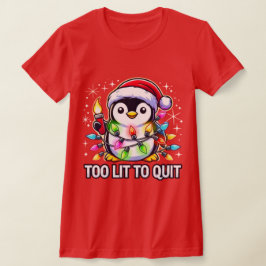 Te licht om te stoppen met de kerstpinguïn t-shirt