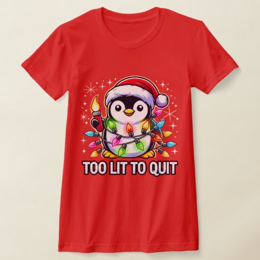 Te licht om te stoppen met de kerstpinguïn t-shirt (Laagn)