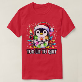 Te licht om te stoppen met de kerstpinguïn t-shirt