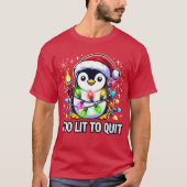 Te licht om te stoppen met de kerstpinguïn t-shirt (Voorkant)
