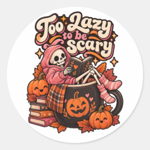 Te lui om bang te zijn Halloween-skelet Ronde Sticker