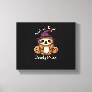 Te lui om eng te zijn Schattigee Halloween Sloth C Canvas Afdruk