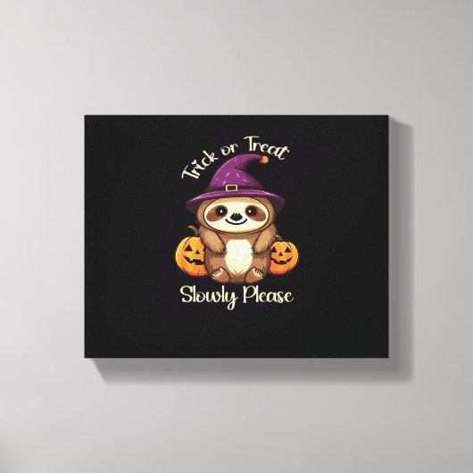 Te lui om eng te zijn Schattigee Halloween Sloth C Canvas Afdruk (Voorkant)