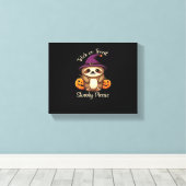 Te lui om eng te zijn Schattigee Halloween Sloth C Canvas Afdruk (Insitu (Houten vloer))