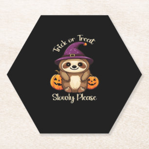 Te lui om eng te zijn Schattigee Halloween Sloth C Kartonnen Onderzetters