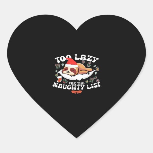 Te lui voor de stoute lijst, grappig kerstshirt hart sticker (Voorkant)