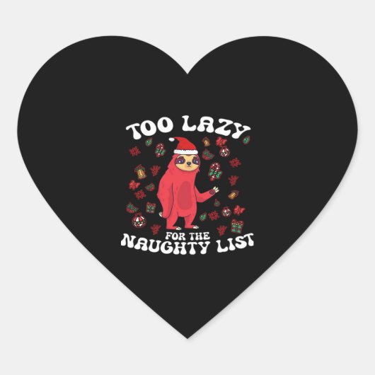Te lui voor de stoute lijst, grappig kerstshirt hart sticker (Voorkant)