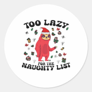 Te lui voor de stoute lijst, grappig kerstshirt ronde sticker