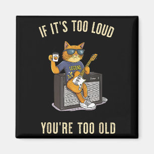 Te luid Te Oude Rock Roll Kat Papa Gitaar Spelen Magneet