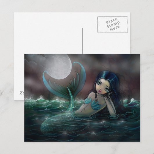 Te midden van de Soft Zee Mermaid Fantasy Art Briefkaart (Voorkant / Achterkant)