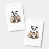 Te moe om te functioneren Panda Koffie Cartoon Badge (Voor- en achterkant)