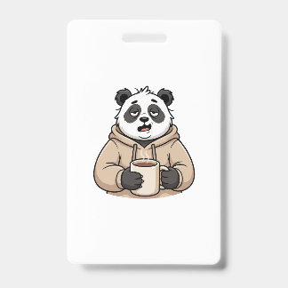 Te moe om te functioneren Panda Koffie Cartoon Badge