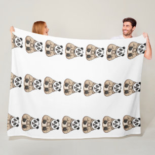 Te moe om te functioneren Panda Koffie Cartoon Fleece Deken