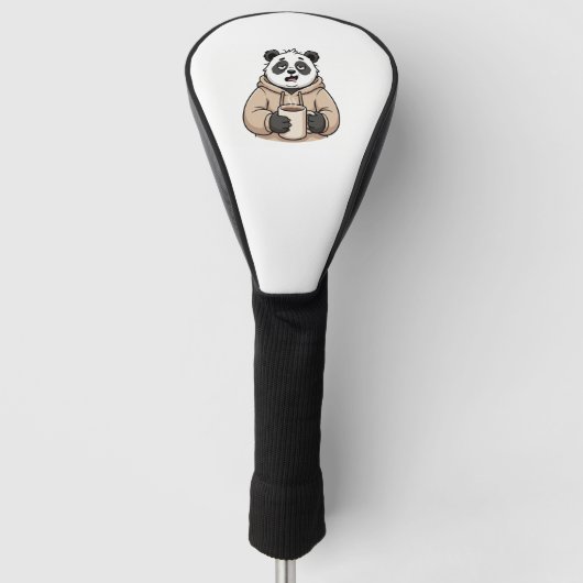 Te moe om te functioneren Panda Koffie Cartoon Golfheadcover (Voorkant)