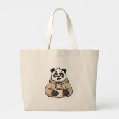 Te moe om te functioneren Panda Koffie Cartoon Grote Tote Bag (Achterkant)